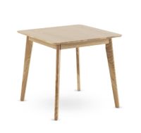 mesa cuadrada con patas de hevea y tablero chapado en roble 80x80