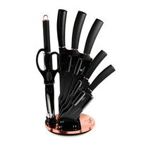 juego cuchillos cocina profesional hoja acero inoxidable cocinero cebollero santoku tijeras negro  berlinger haus black rose