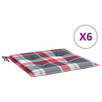 Cojines De Silla De Jardín 6 Uds Tela A Cuadros Rojo 40x40x4 Cm Vidaxl