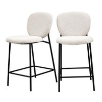 lote de 2 taburetes de bar de tela rizada y metal h65cm - beige