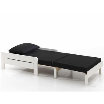 Vipack Cama Convertible En Sillón De Pino Macizo Lacado Blanco Pino Oliver
