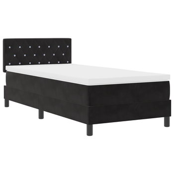 Cama Individual | Cama Box Spring Con Colchón Terciopelo Negro 90x200 Cm Cfw26733