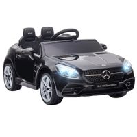 aiyaplay coche electrico para ninos de 3 anos mercedes slc 300 con bateria 12v mando a distancia faros led bocina musica negro