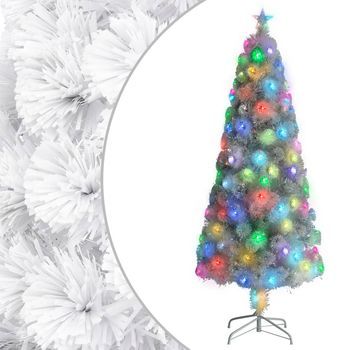 Árbol De Navidad | Decoraciones De Navidad Artificial Con Luces Fibra Óptica Blanco 210cm Cfw548547