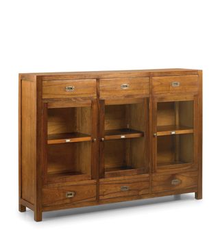 Bufet de madera de mindi marrón 6 cajones anch. 160 cm