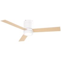 homcom ventilador de techo con luz y mando 48w 112cm 3 aspas blancomadera