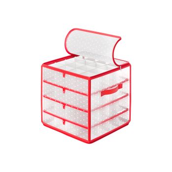 Caja Almacenaje para Bolas de Navidad, Rojo Cereza / 1