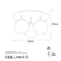lampara de techo well-11715 blanco negro metal vidrio 37x44x25