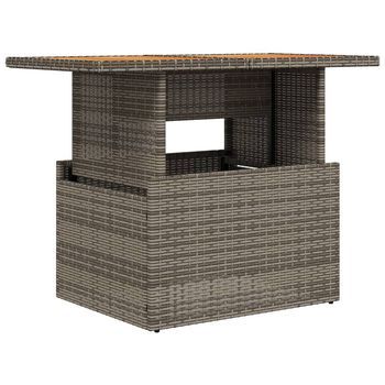 Mesa De Jardín | Mesa De Exterior Ratán Pe Y Madera De Acacia Gris 100x55x73 Cm