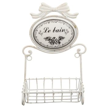 Jabonera de metal blanca 17x13x30 cm