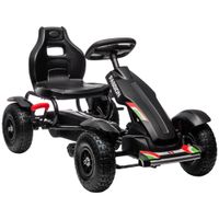 homcom go kart a pedales para ninos con asiento ajustable neumaticos de goma freno de mano carga 50 kg 121x58x61 cm negro   aosom espana