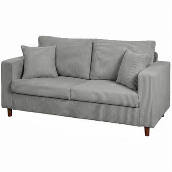 HOMCOM Sofá de 2 Plazas Tapizado en Pana con Asiento Ancho y Profundo y Patas de Madera 170x80x82 cm Gris Claro   Aosom España