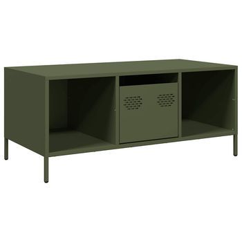 Mesa De Centro Acero Laminado Frío Verde Oliva 101,5x50x43,5 Cm