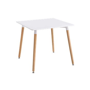 Mesa De Comedor Cuadrada Nola Blanco Y Madera Natural