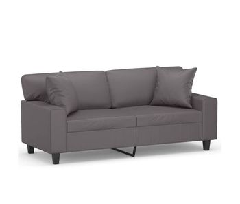 Vidaxl sofá de 2 plazas con cojines cuero sintético gris 140 cm
