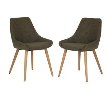 Lote de 2 sillas de comedor de tela y madera