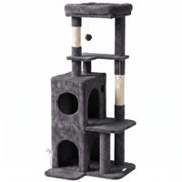 pawhut arbol rascador para gatos alto 132 cm con 2 postes de sisal cama casita de 2 niveles y posadero gris oscuro   aosom espana