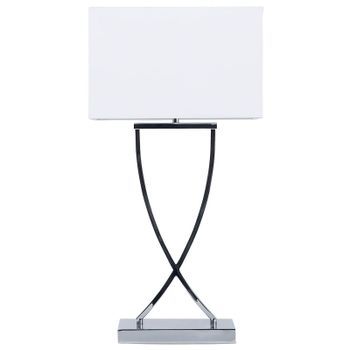 Lámpara De Mesa De Metal Blanco Plateado Poli Algodón 62 Cm Sala De Estar Yasuni