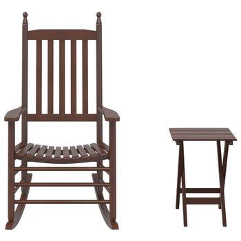 Silla Mecedora Con Mesa Plegable Madera Maciza De Álamo Marrón Vidaxl