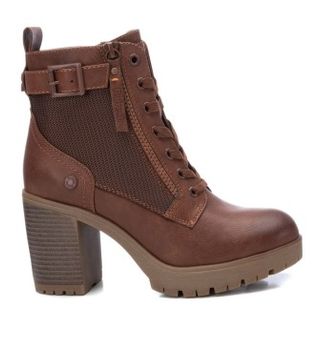 Refresh para mujer. 17123201-CAMEL Botines con hebilla -Altura tacón 8cm- marrón (38), 5 a 8cm, Cordones, Cremallera, Casual, Imitación cuer