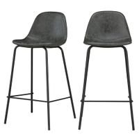 set de 2 taburetes para isla de cocina de sintetico grisnegro 65 cm