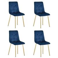 set de 4 silla de comedor tela valora tyra asiento acolchado azul marino
