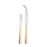 cuchillos para queso martillados dorados - lote de 2