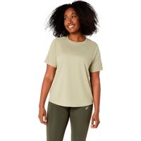 asics core  camiseta de running mujeres - caqui