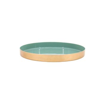 Bandeja redonda verde, dorada 25cm