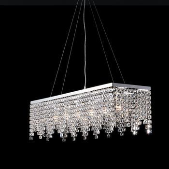 Penélope Suspensión En Latón Y Hierro Cromado 6 Luces Con Pedrería L.107 X 30 Bl31-6-cr