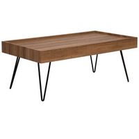 mesa de centro de madera 100 x 60 cm patas de horquilla de metal negro tablero rectangular con bordes elevados industrial welton
