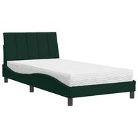 cama con colchon hanko terciopelo verde oscuro 100x200 cm vidaxl