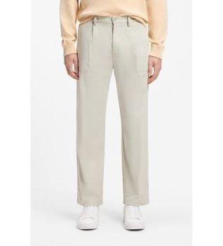 BOSS para hombre. 50568164 Pantalón Chino de algodón con pinzas y bolsillo cosido beige (36/34), Casual, Poliéster