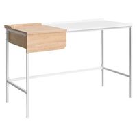 escritorio con cajon minimalista oficina en casa tablero aglomerado patas de hierro 120 x 60 cm blanco ocate