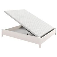 canape abatible arcon de madera con patas y tirador embutido altura 34 cm - blanco nieve - 90x182 cm