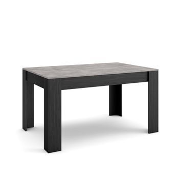 Mesa Comedor, Mesa Fija Cocina Y Salón, 140x90x76 Cm, Para 6 Comensales, Muebles Comedor, Estilo Moderno, Cemento Y Negro