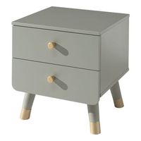 mesita de noche billy 2 cajones madera verde oliva vipack