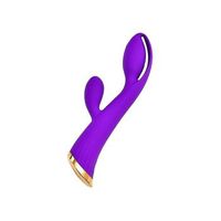 vibrador de conejo de silicona de lujo con funcion de calor vibracion extremadamente potente con motores duales recargable morado fengwen
