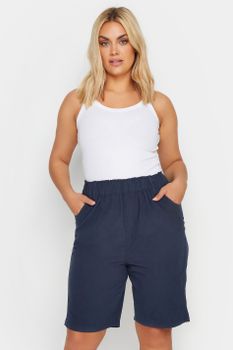 Yours Pantalones Cortos Azules De Algodón Fresco, Mujer Curvy Y Tallas Grandes, Yours