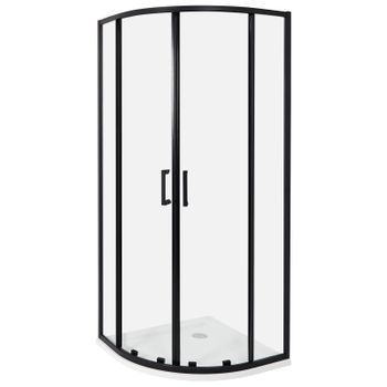 Cabina De Ducha Vidrio Templado Puerta Doble Corredera Negro 80 X 80 X 185 Cm Jukatan