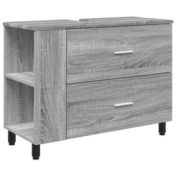 Unidad De Tocador De Baño Sonoma Gris 80 X 35 X 60 Cm Vidaxl