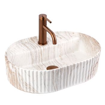 Lavabo Sobre Encimera Rea Marcela 50 Kallisto Ovalado, Beige 50 X 36 X 13,5 Cm
