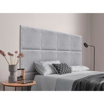 Dhome Cabecero Tapizado Para Camas De 200cm Compuesto De Paneles Autoadhesivos Intercambiables De Lana Ecológica Cama Lujo Dormitorio Acolchado (gris