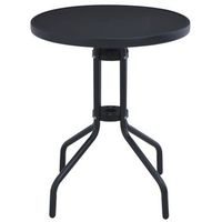 mesa de jardin  mesa de exterior acero y vidrio negro 80 cm