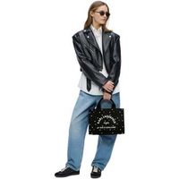 karl lagerfeld bolsa bolso tote cuadrado con perlas algodon negro para mujer