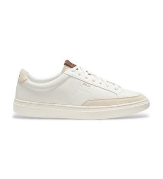 BOSS para hombre. 50568536 Zapatillas de piel Kieran Tenn blanco (40), Plano, Cordones, Casual