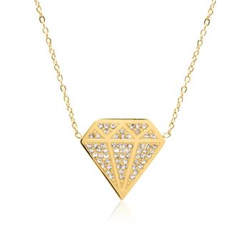Cadena de acero inoxidable chapado en oro diamante con circonita