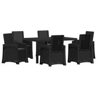 conjunto de comedor de jardin 7 uds gris antracita pp vidaxl