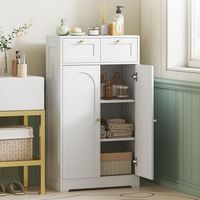 armario de bano de melamina de madera homcom 60x30x108 cm blanco