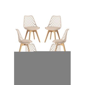 Pack 6 Sillas Mima De Polipropileno 82*49*43 Cm - Beige Tapioca